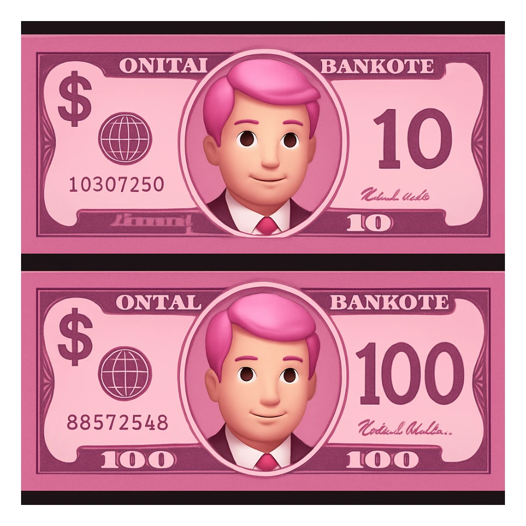 pink money emoji with a dollar sign sticker