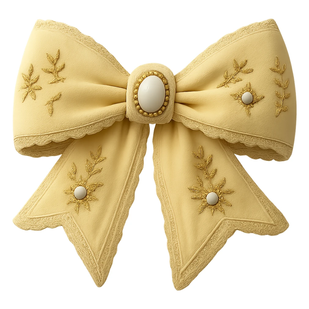 Make the gothic bow and accessories pastel yellow, keep lace and velvet details, photorealistic style, keep background transparent. sticker