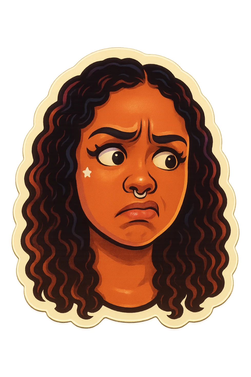 confusion in the face  sticker