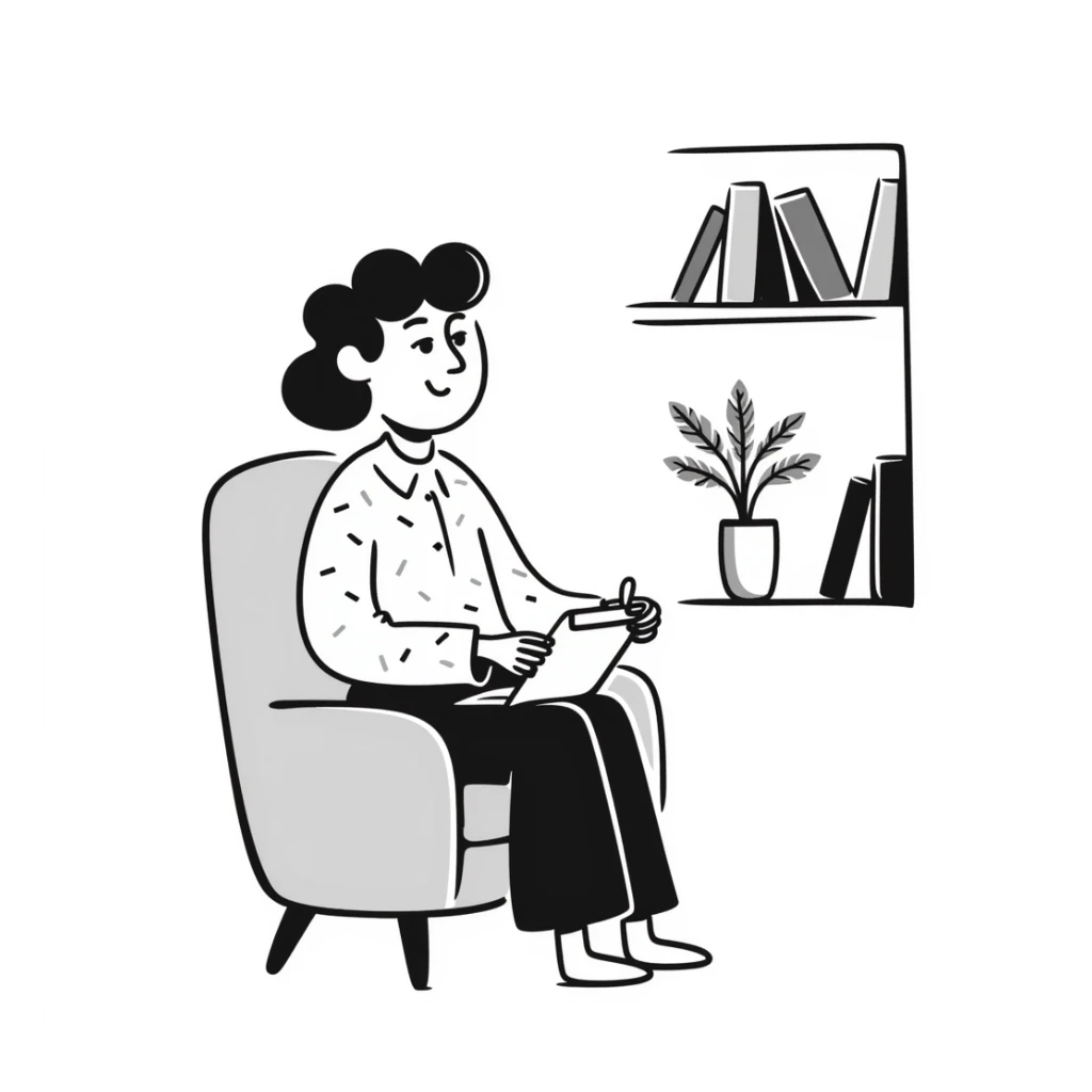 therapist in a hand-drawn doodle style sticker