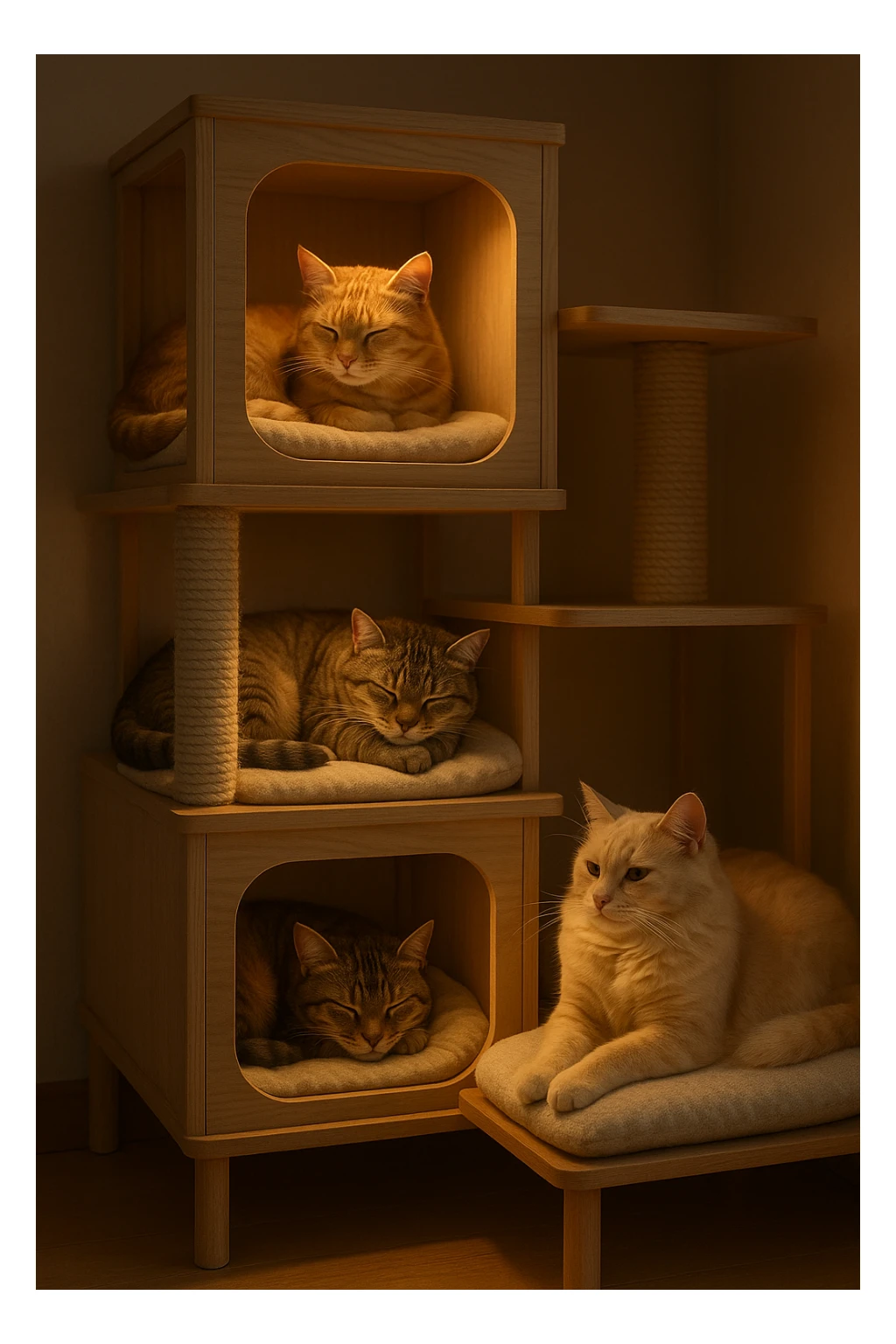 cats relaxing in a vertical playhouse sticker