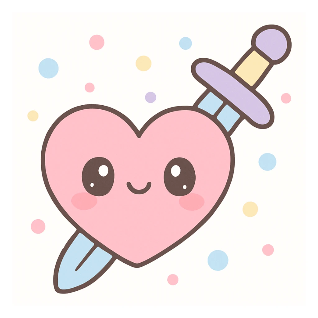 heart with sword, kawaii style sticker