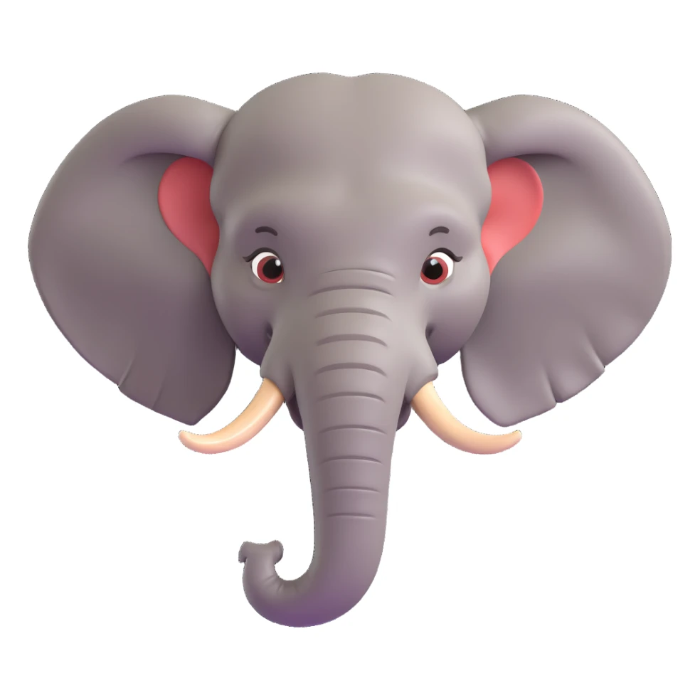 masculine elephant head, broad forehead, pronounced jaw, commanding presence sticker
