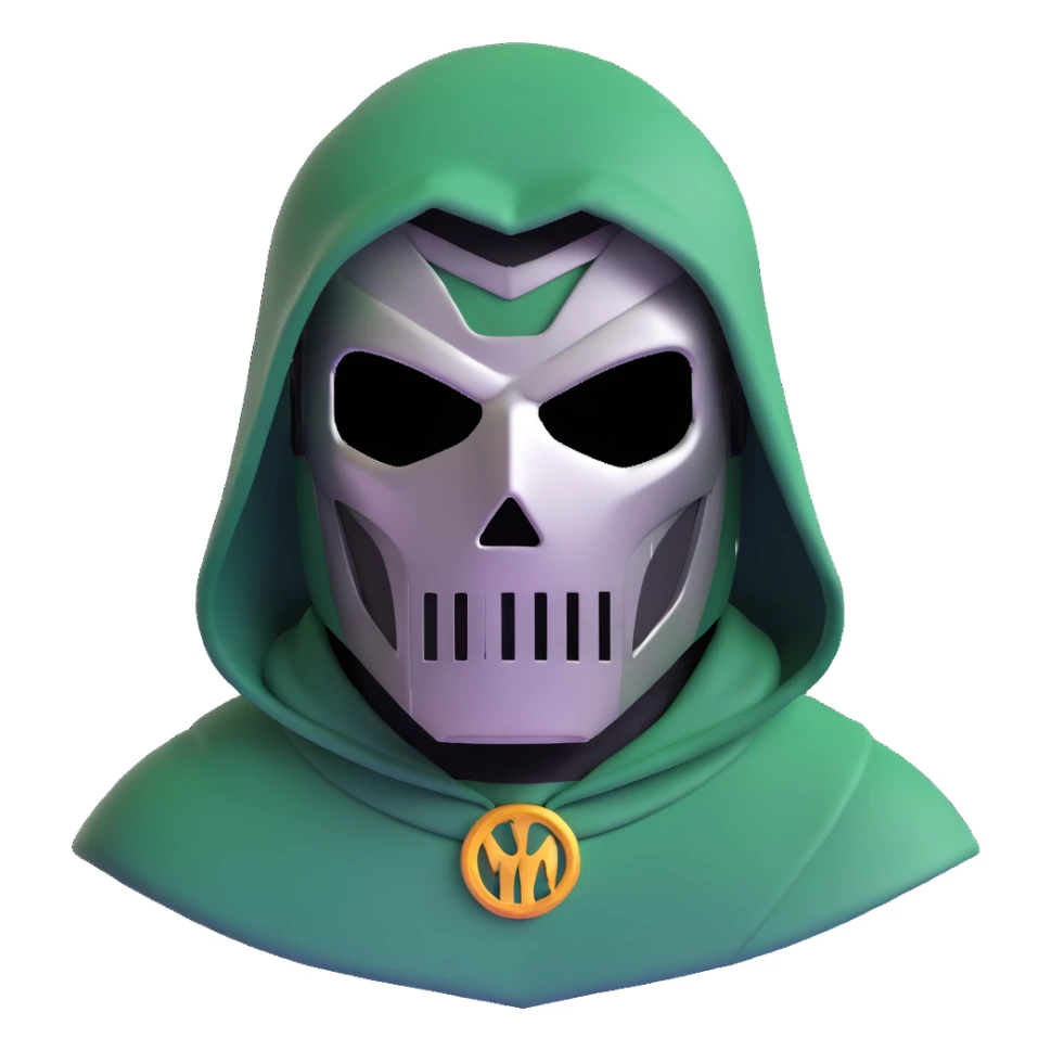 Doctor Doom with metal mask and green hood sticker