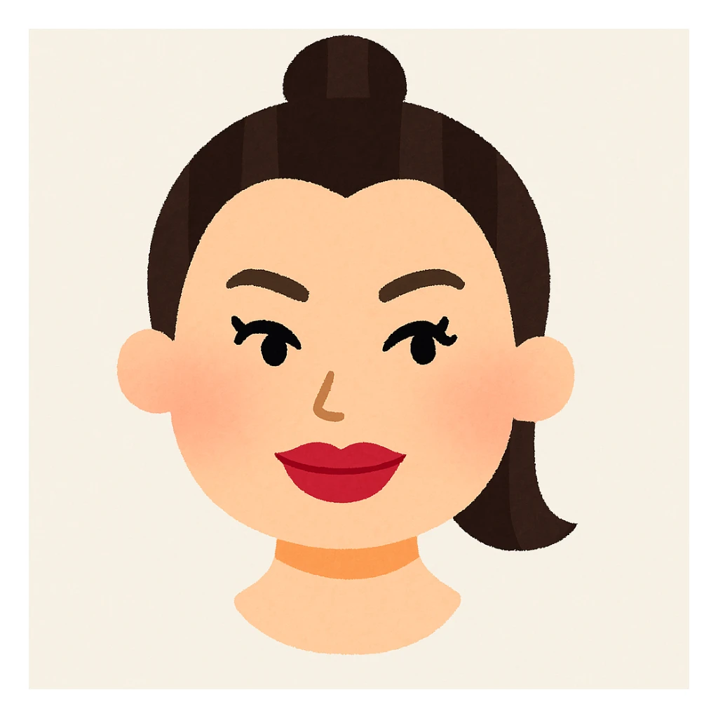 Edit the image in the style of Irasutoya, keeping it friendly and cartoonish with soft colors. Remove the tongue and give the character big lips, maintaining the overall Irasutoya style and feel. sticker