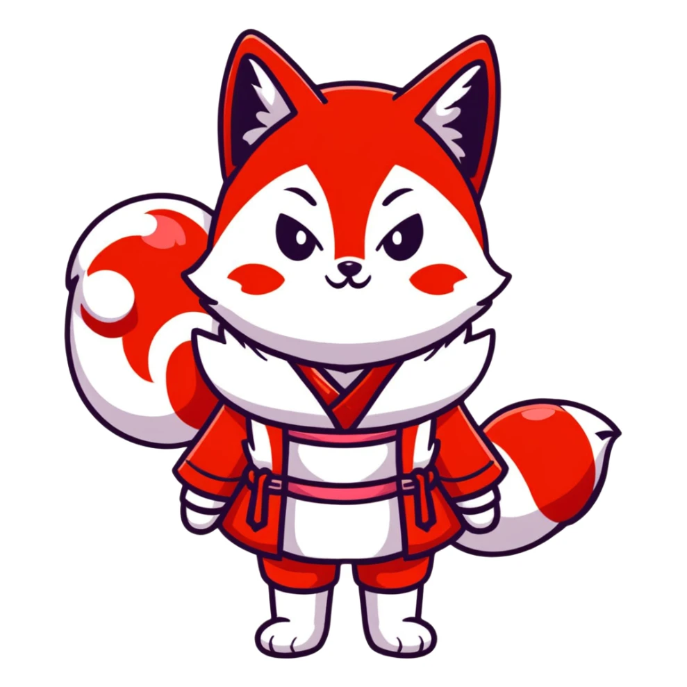 Azur Lane Akagi kitsune girl with red and white outfit and multiple fox tails sticker