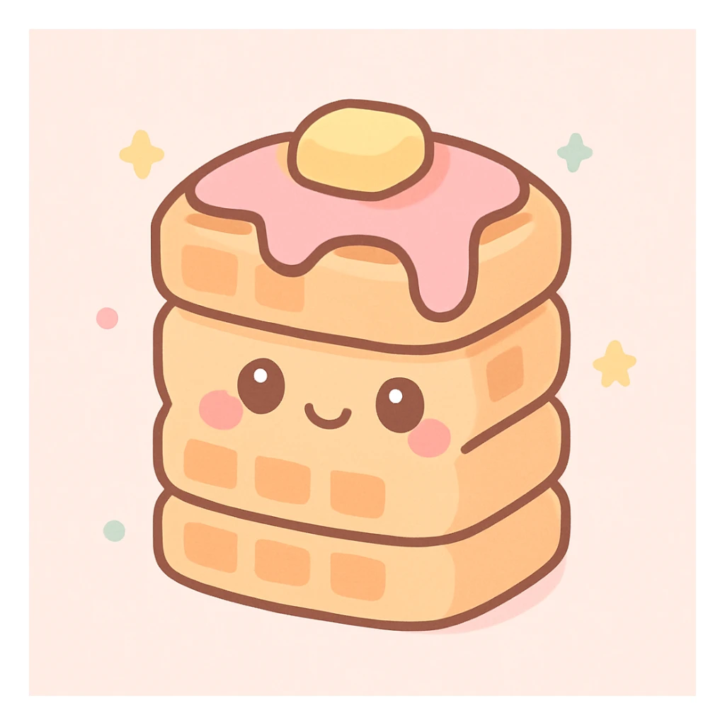a stack of waffles, kawaii style sticker