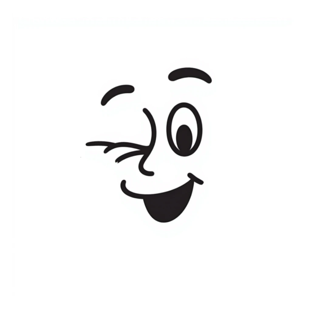 hand-drawn doodle of a squinting face with simple lines sticker