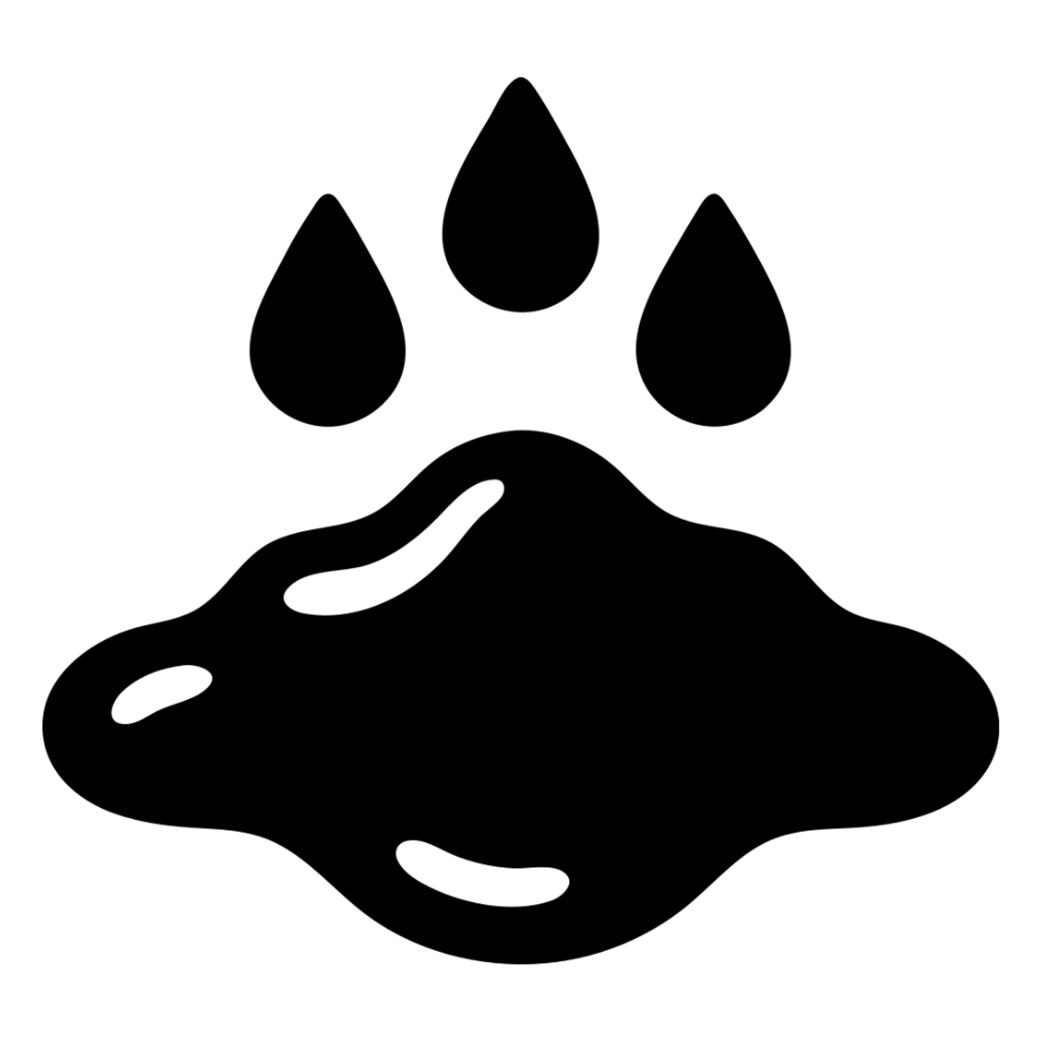 Make the wet soil look even wetter with more water and shine, keeping the solid black icon style. sticker