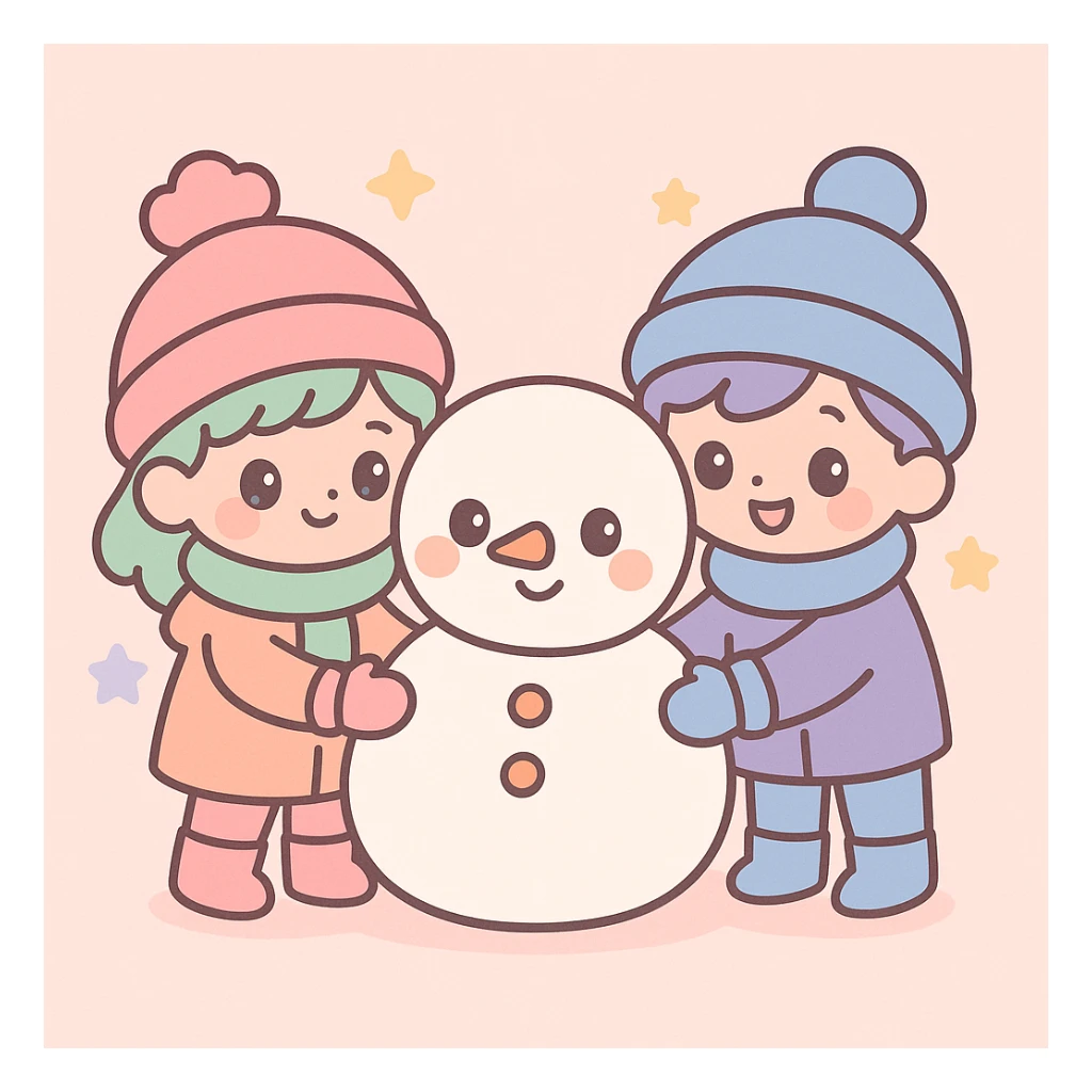 people making a snowman sticker