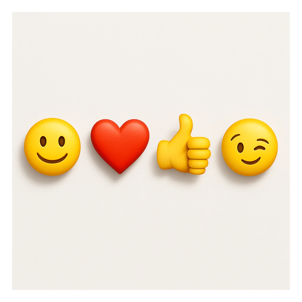 make four emojis on white background with good amount of shadow  sticker
