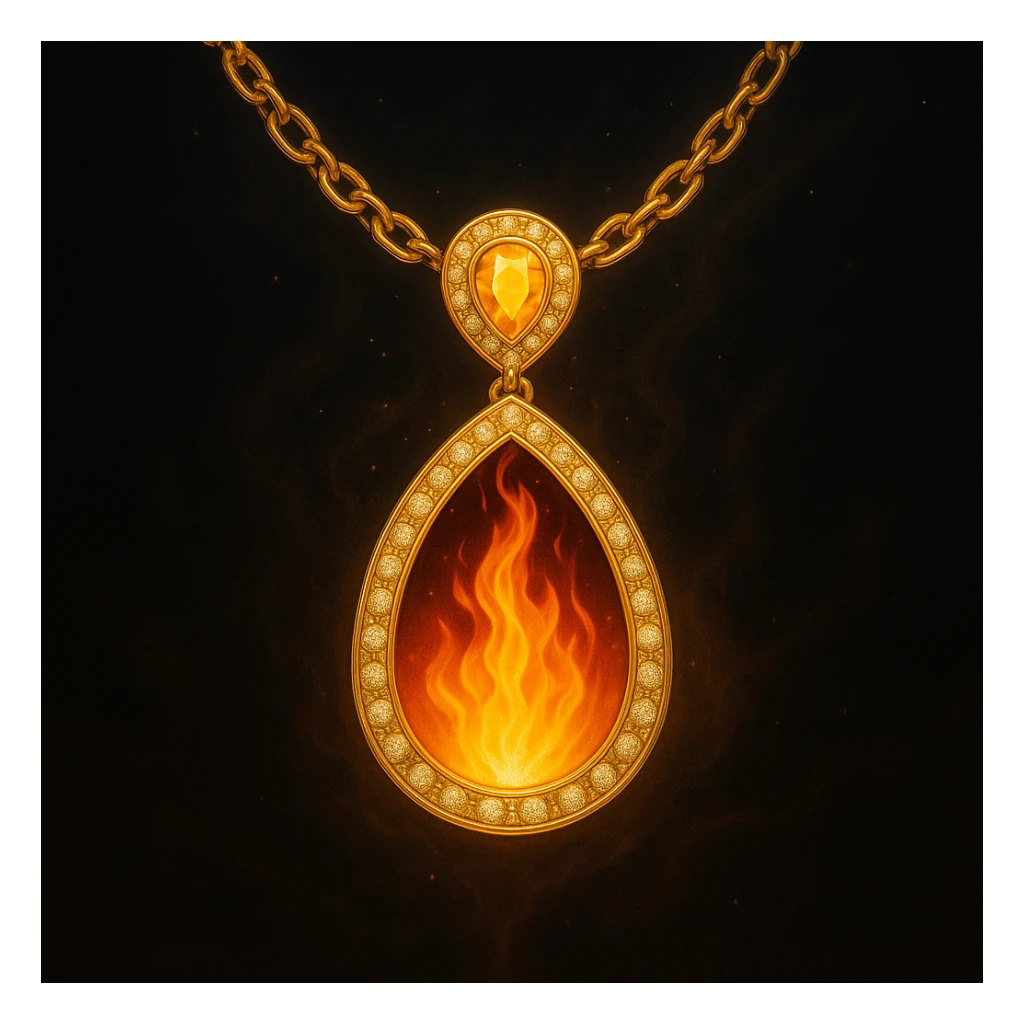 Replace the dark void with a small, powerful flame inside the pendant sticker