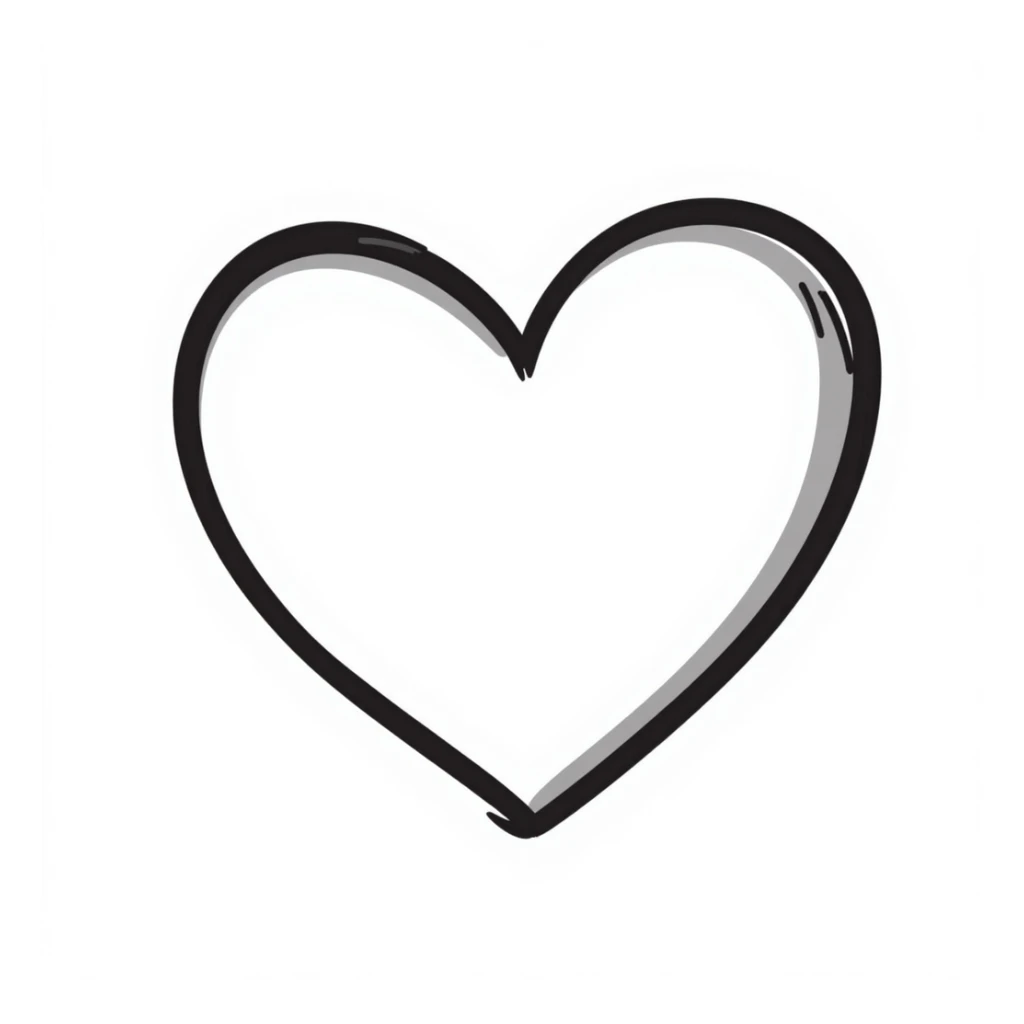 A classic love heart symbol with hand-drawn scribbled lines, slightly asymmetrical with personality, casual sketch style sticker