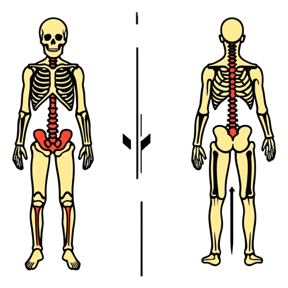 DEXA scan result showing full body composition with bones in white and tissue in different colors, medical diagnostic image sticker