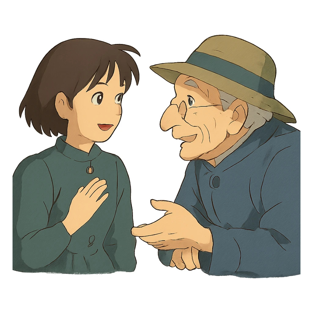 a bit of a chat, ghibli style sticker