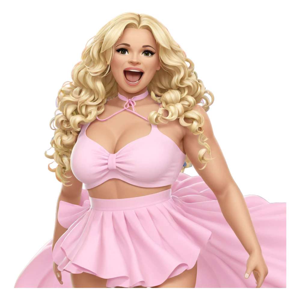 blonde girl in pink skirt sticker