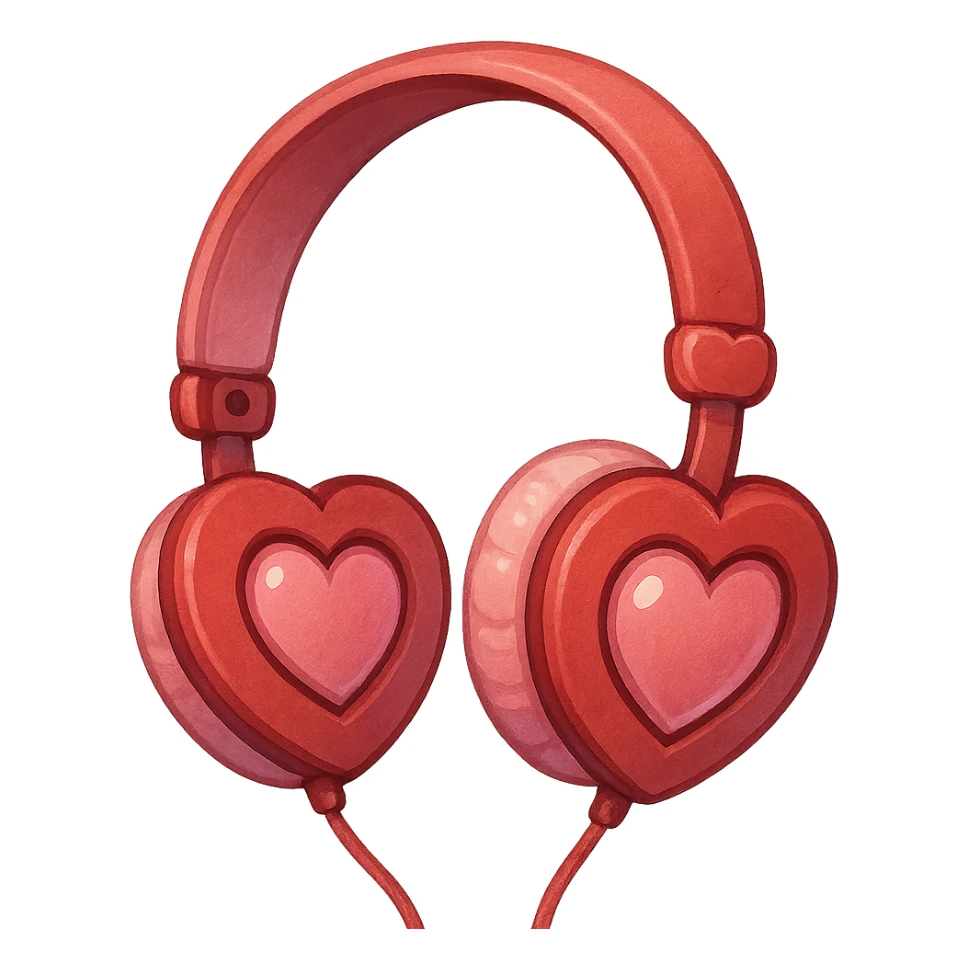 love-themed headphones with heart earcups sticker