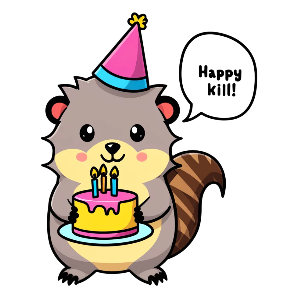Porcupine saying happy birthday don’t kill me sticker