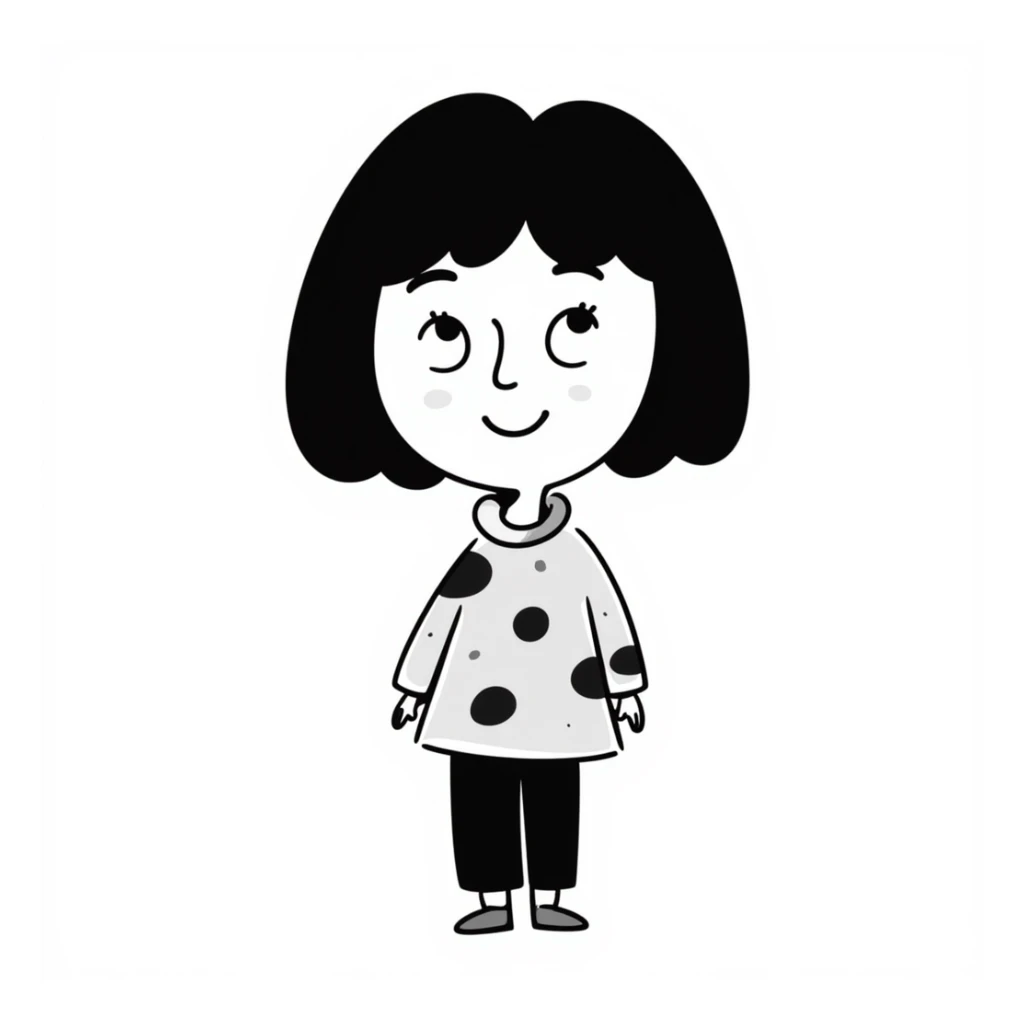 Cartoonish girl smiling with short hair sticker
