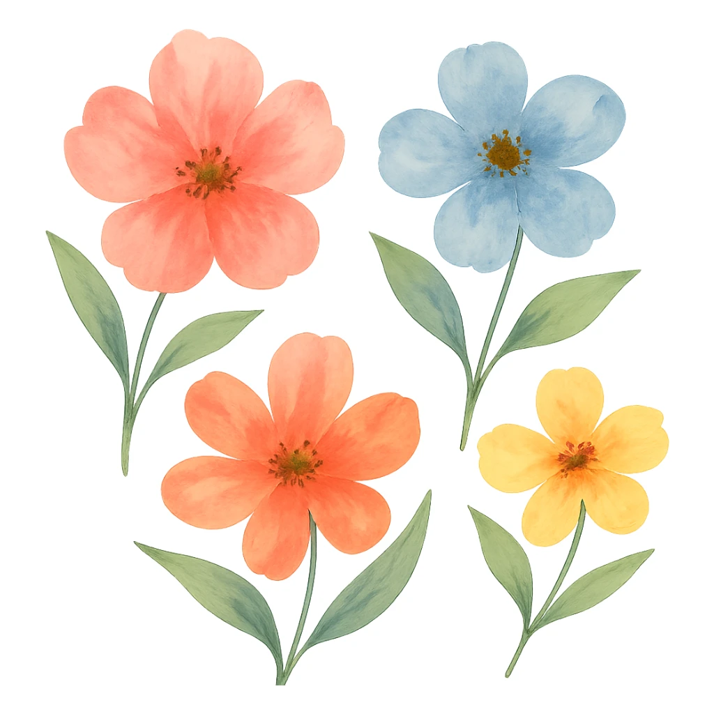 watercolor style flowers sticker