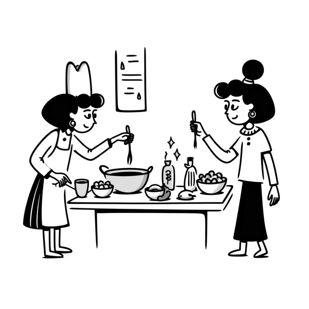 ancient Egyptian cooking scene in hieroglyphic style sticker