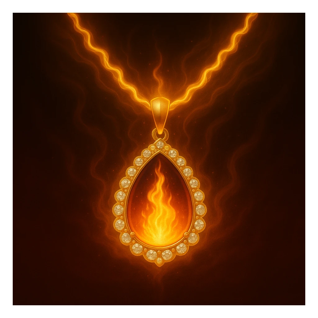 Replace the dark void with a small, powerful flame inside the pendant sticker