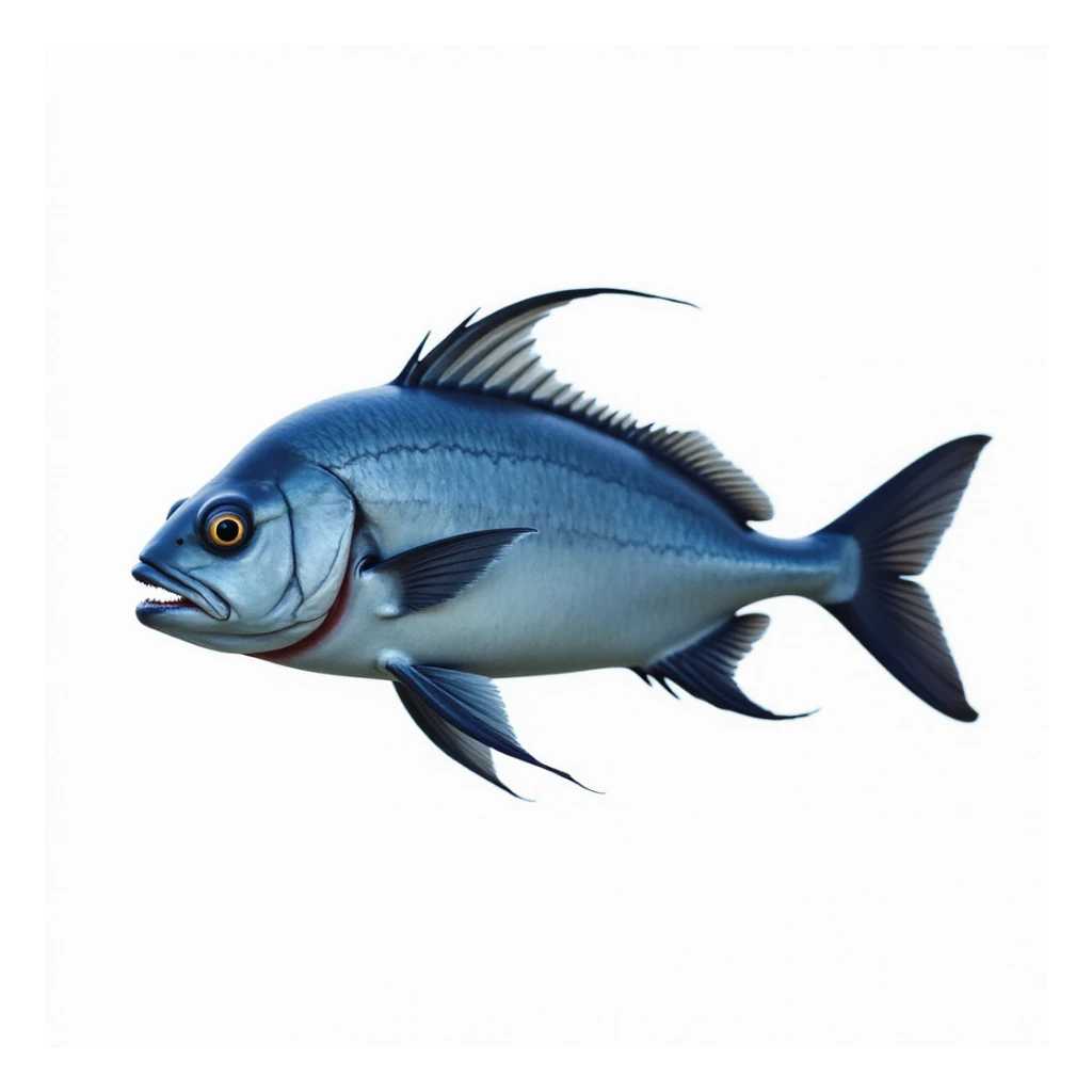 whole blue fish isolated, no background, realistic style, side view, natural details sticker