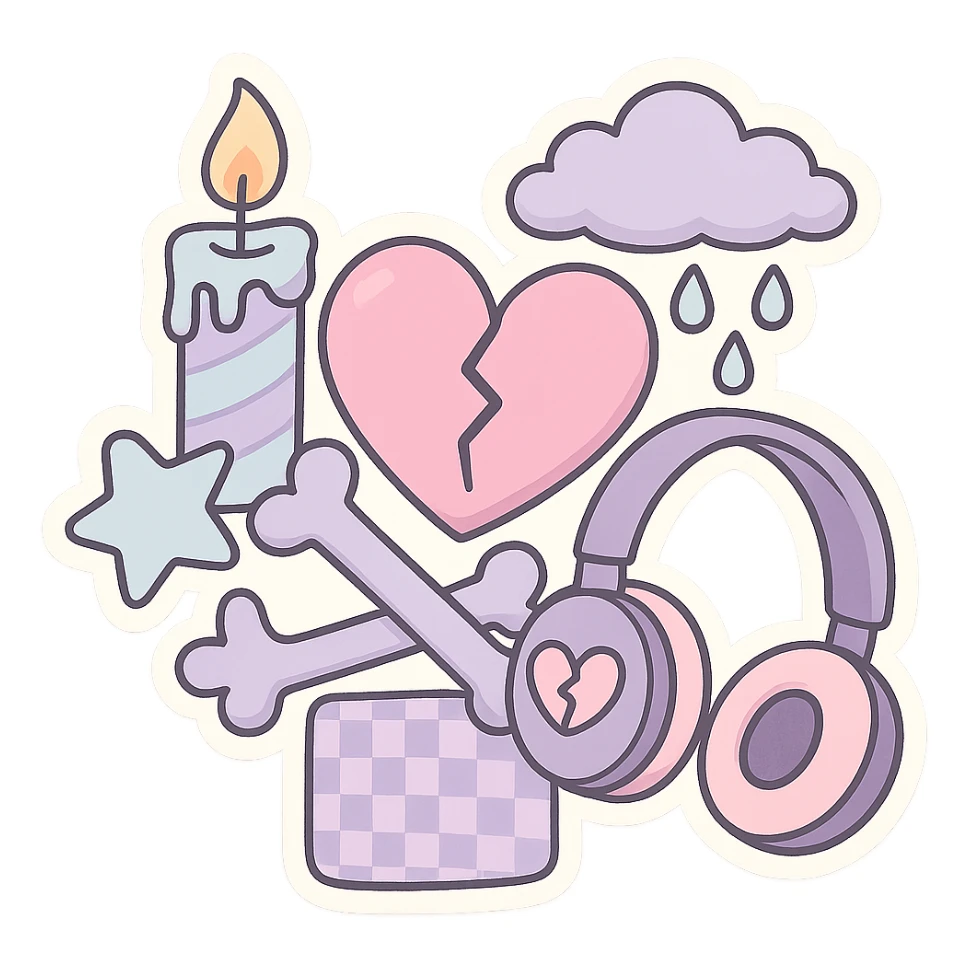 pastel emo objects sticker