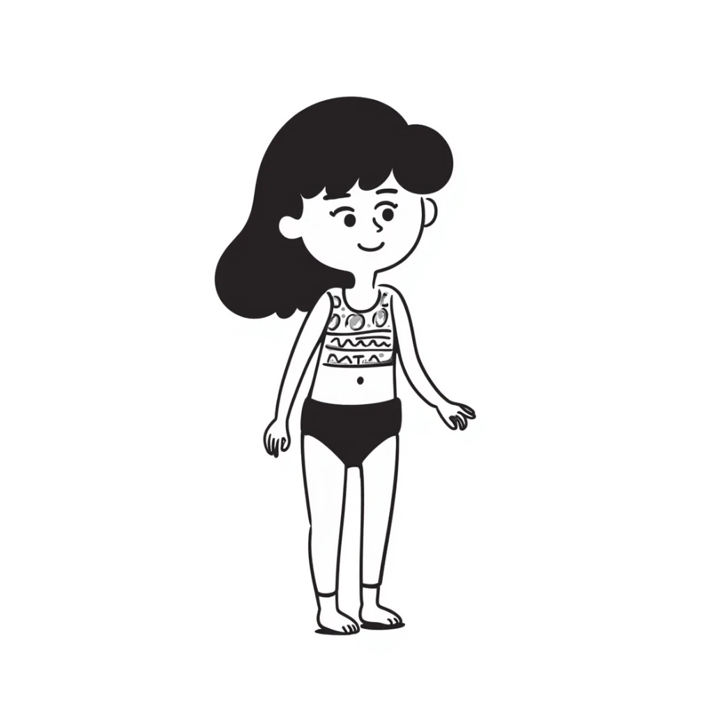 summer day with girl in bathing suit sticker