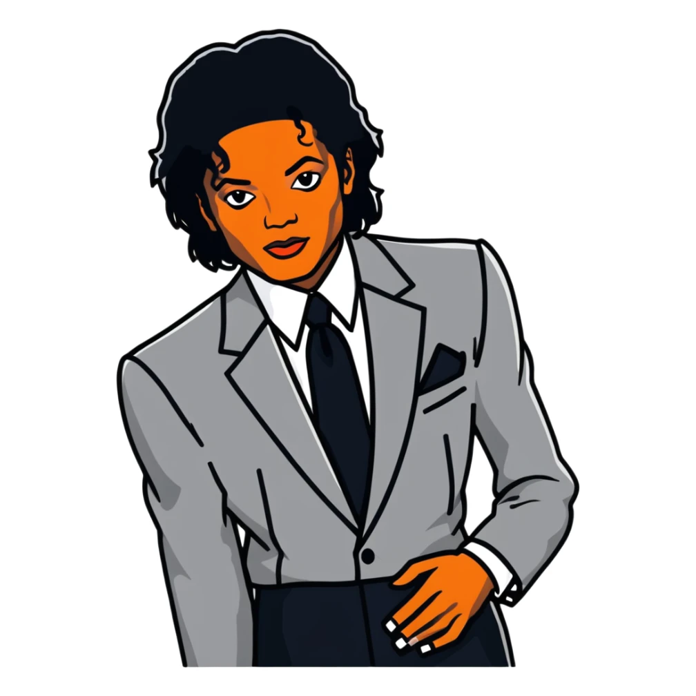 Michael Jackson elegant black suit waist up portrait sticker