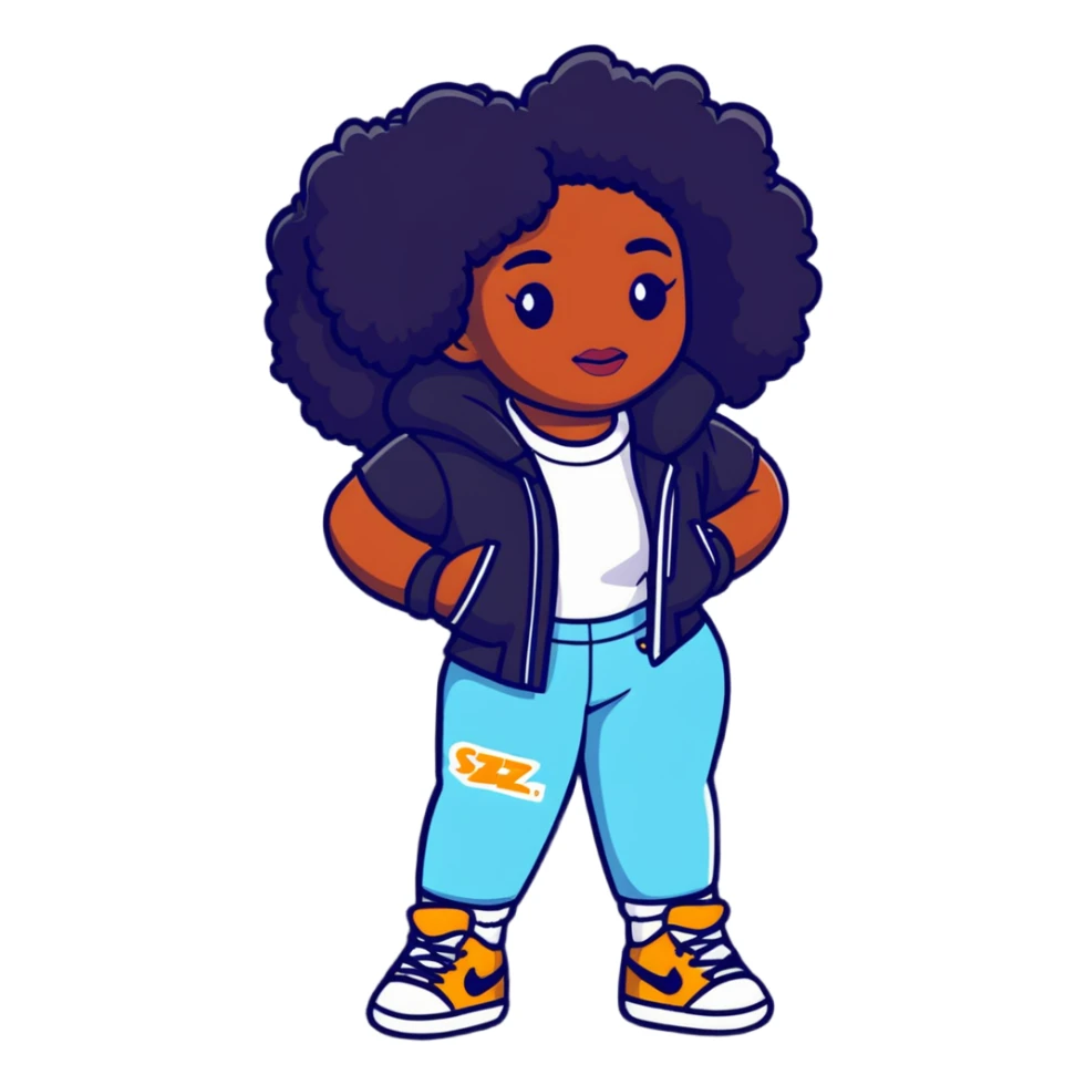 SZA with her signature style and fashion sticker