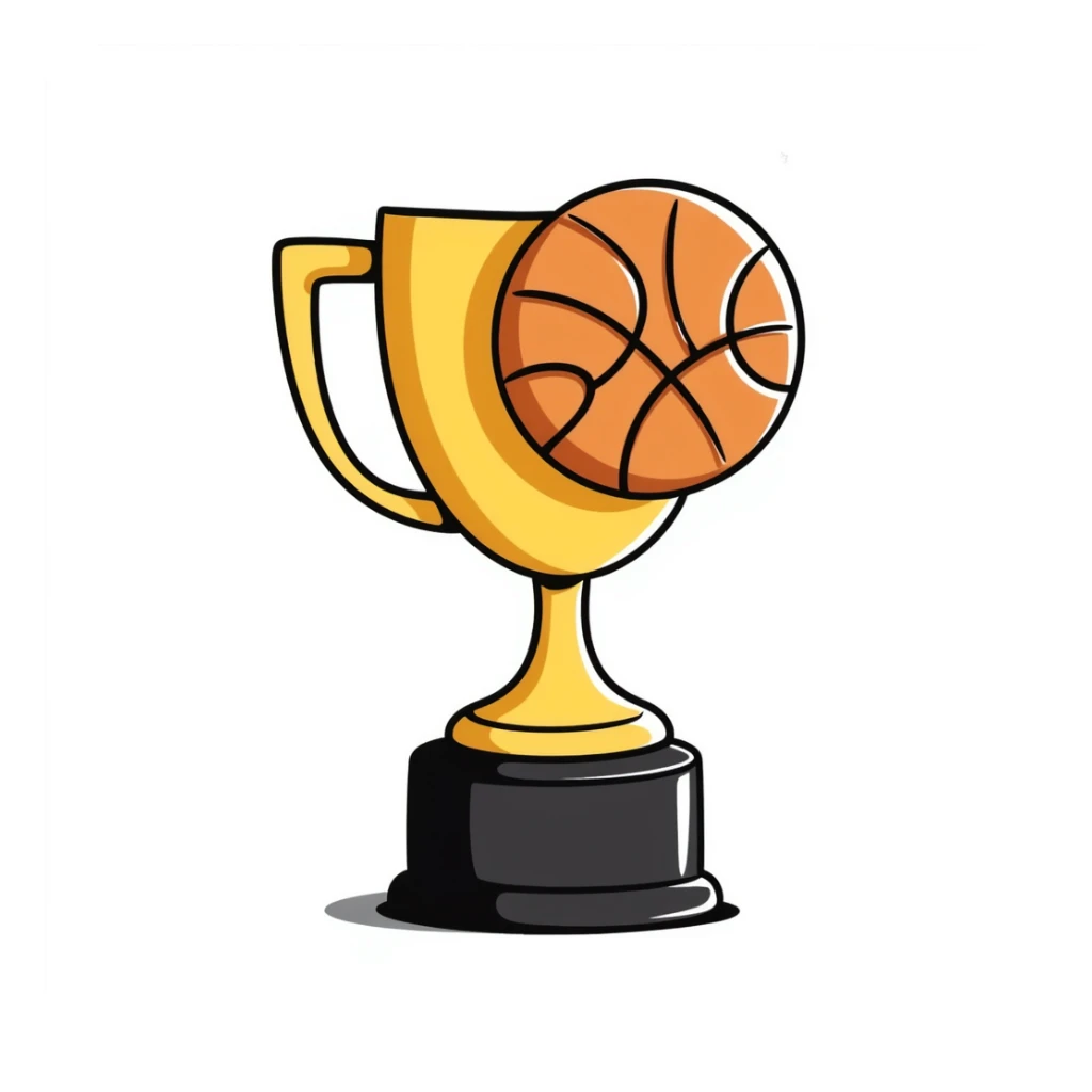 Hand-drawn golden basketball trophy sticker