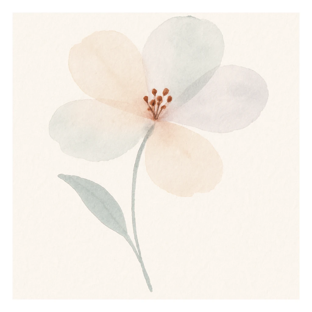 a delicate watercolor flower, soft colors, artistic sticker