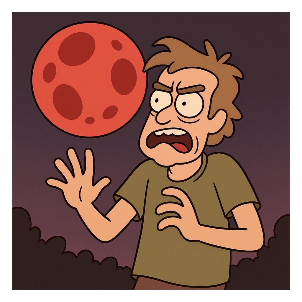 blood moon with smoother craters, two-tone fill: beige and dark red sticker