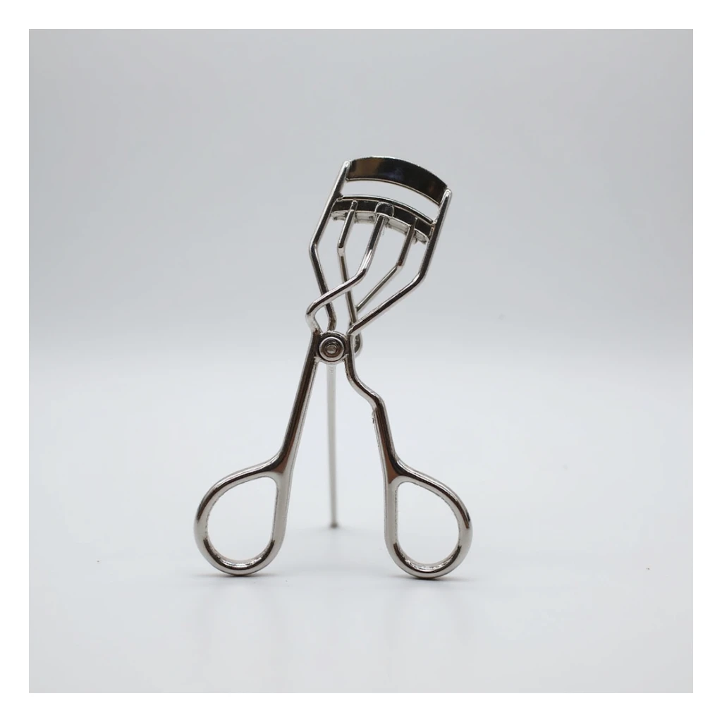 silver eyelash curler, realistic metallic shine, simple background sticker