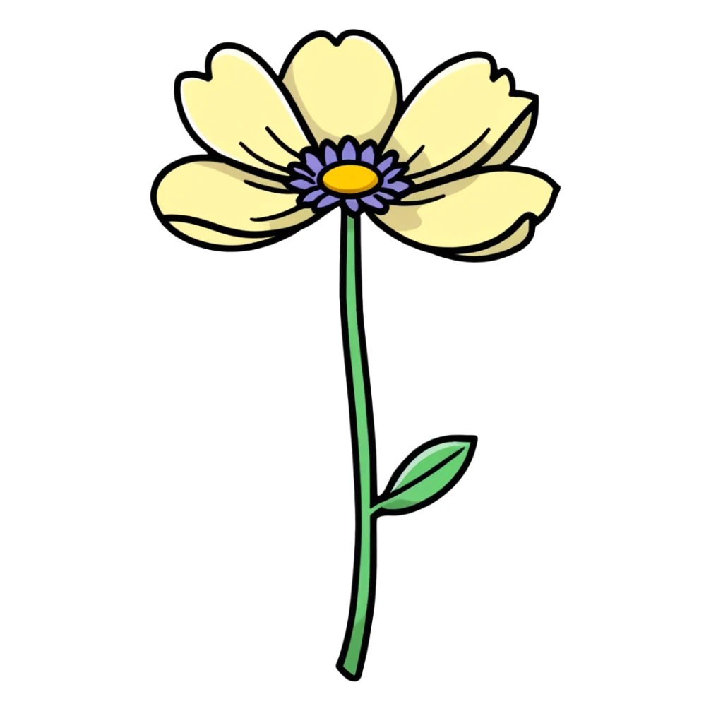 wilted flower, cartoonish sticker style sticker