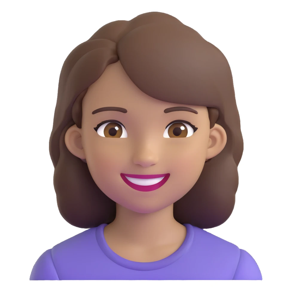 a girl with brown hair and brown eyes smiling sticker