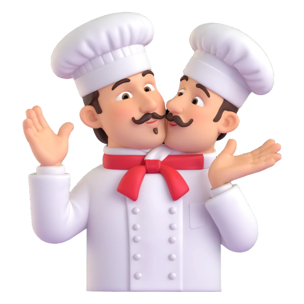 chef making a 'chef's kiss' gesture, expressive, clear, suitable for emoji sticker