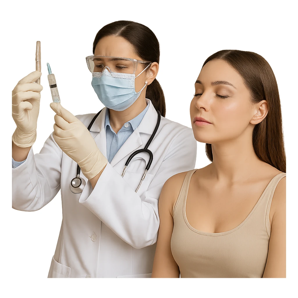 A female doctor who is doing PRP injections, add a patient sticker