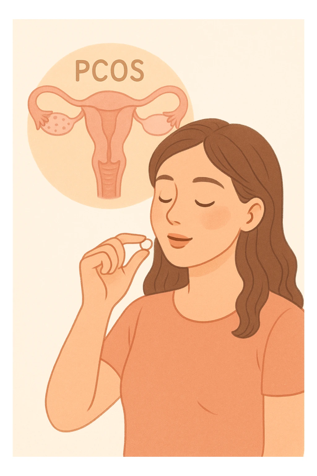 Donna con pcos che prende la pillola, e la pillola mette a riposo le ovaie sticker