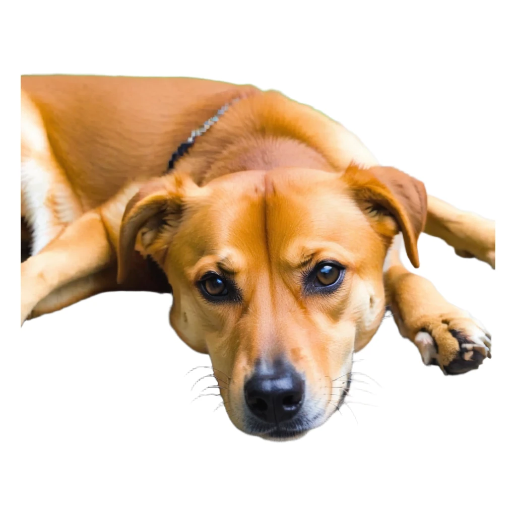 cachorro caramelo vira-lata simpático deitado pixel art sticker