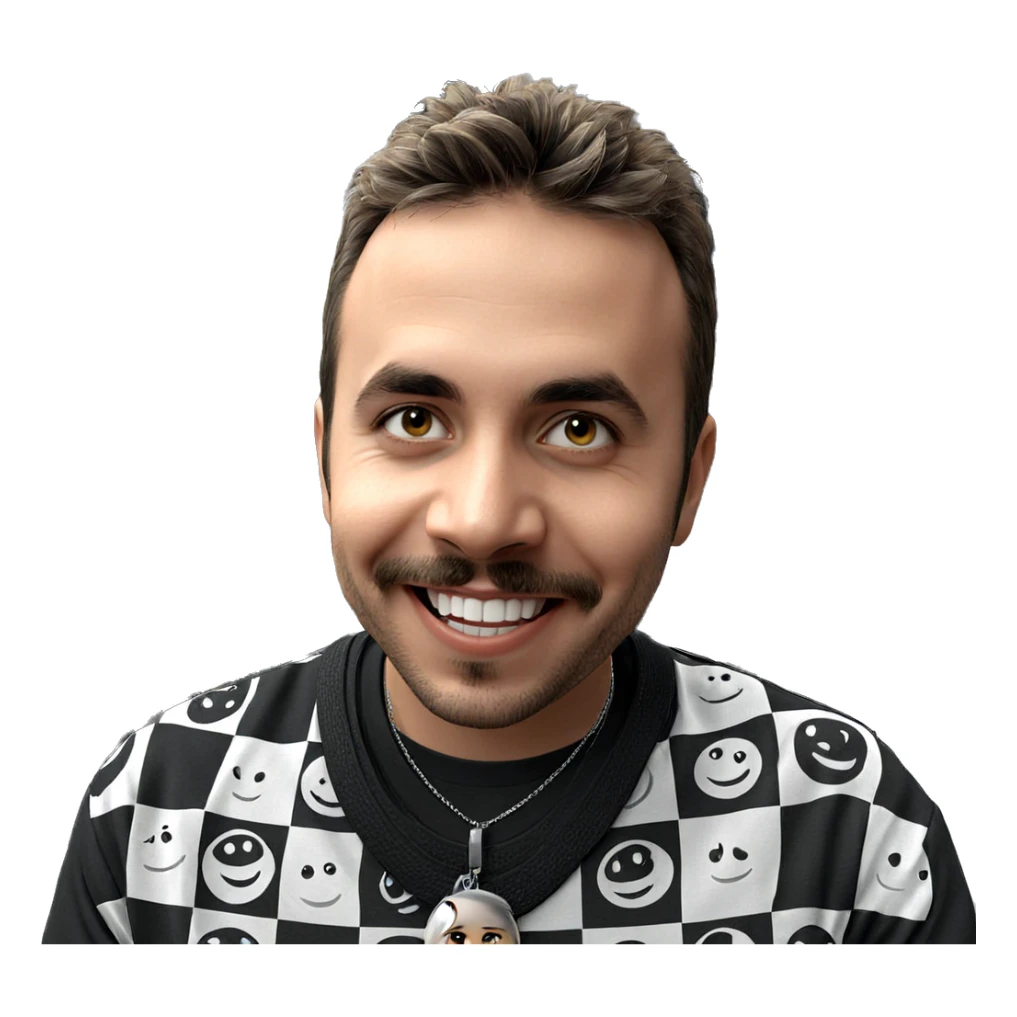 smiling boy with necklace sticker