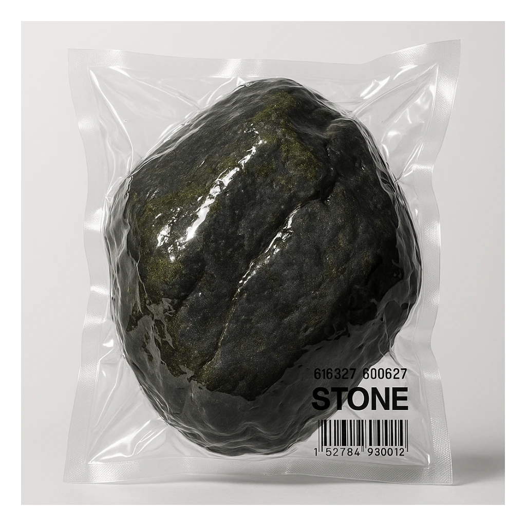 big rock with minimal moss accents, shiny and inflated sticker