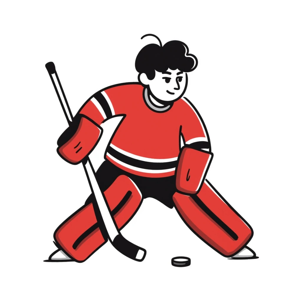 A hockey goalkeeper in red uniform sticker