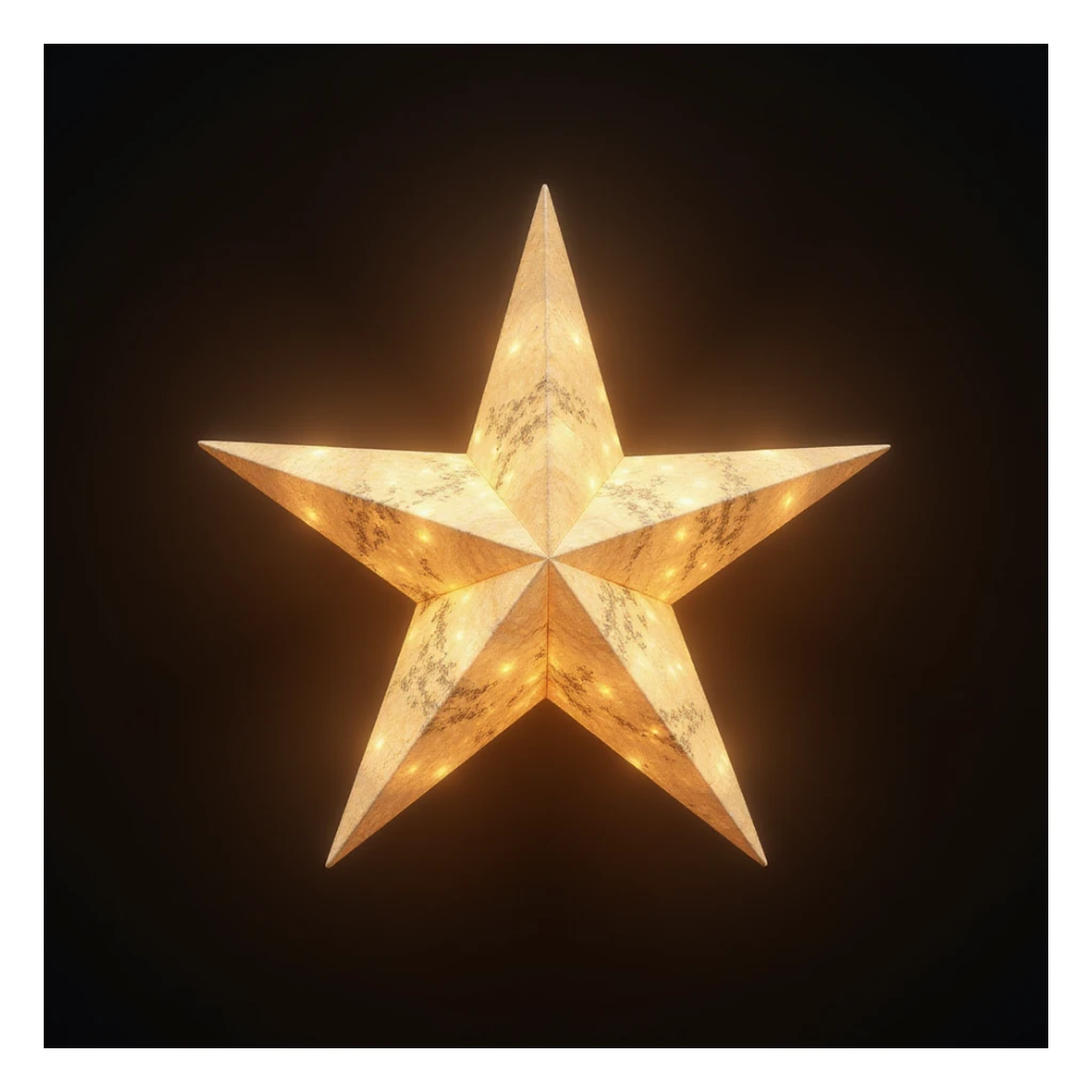 a realistic star, photorealistic style, detailed lighting and texture, glowing effect, natural colors, high detail, soft glow sticker