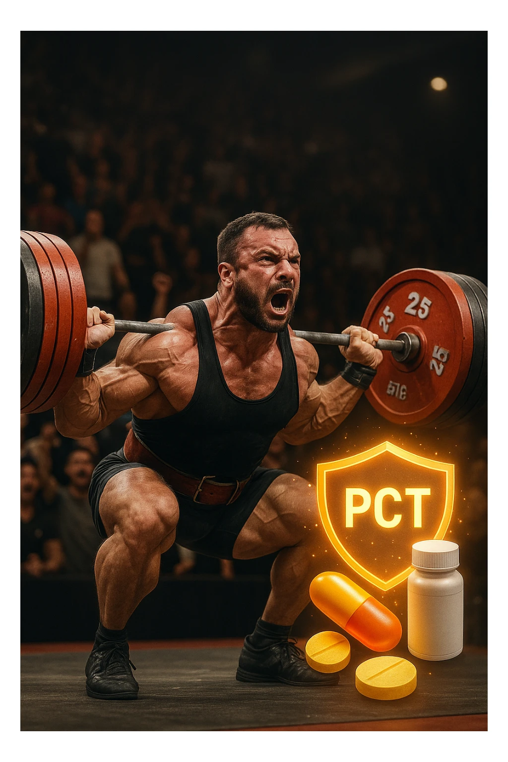 Powerlifter in gara che fa record grazie alla sua "PCT" sticker