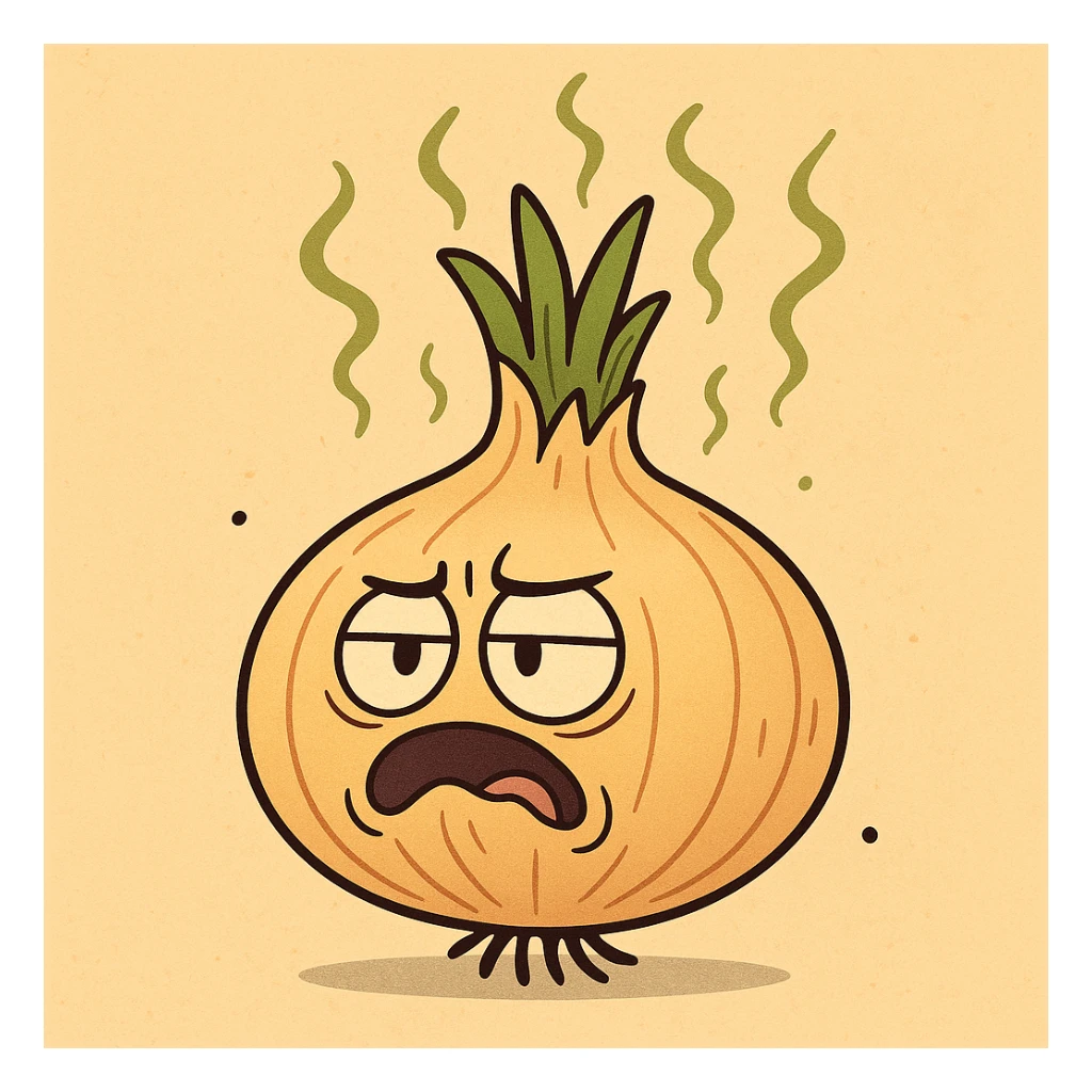 onion with green stink lines, whimsical style sticker