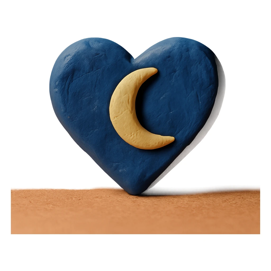 heart with a crescent moon inside, midnight blue colors sticker