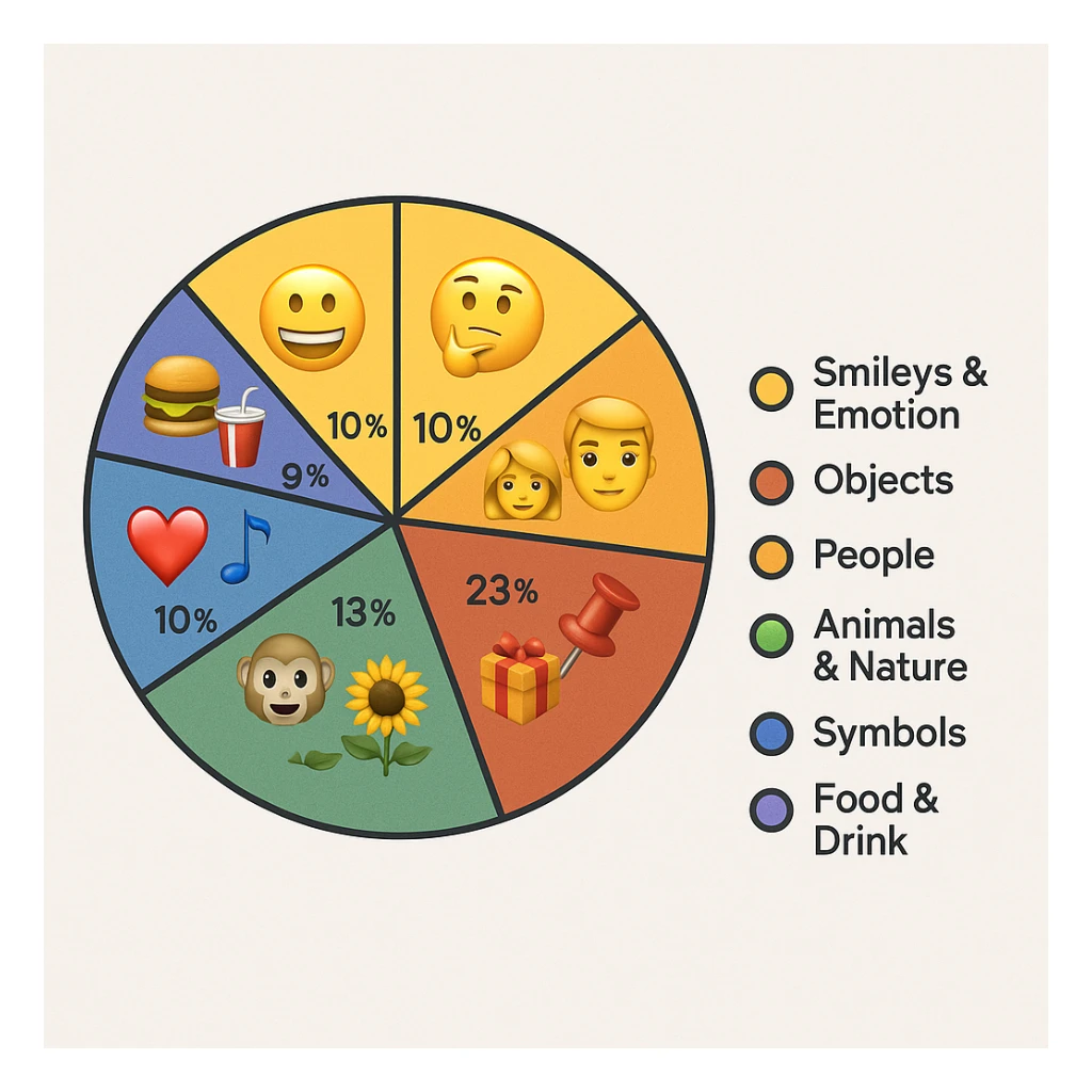 A pie chart illustrating the distribution of different emoji categories. sticker