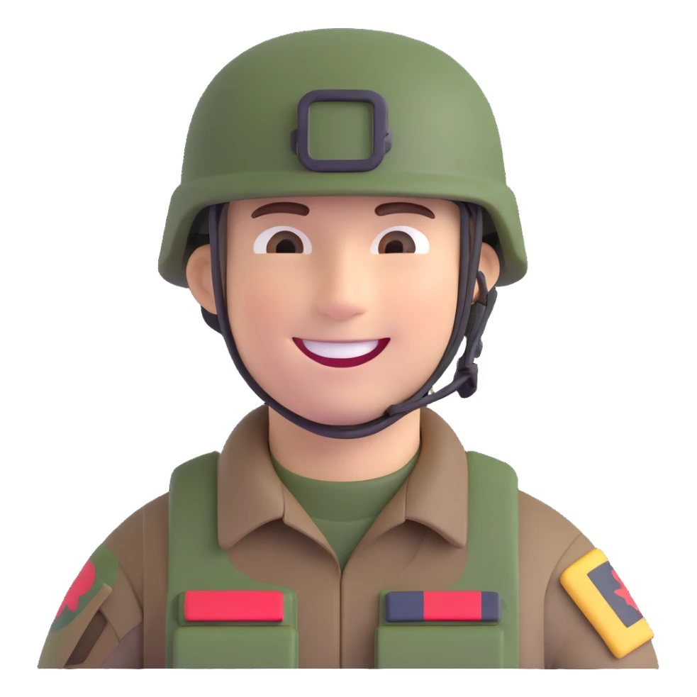 soldier with camouflage helmet smiling sticker